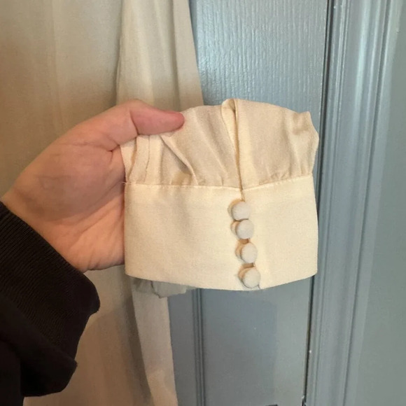 Joie 100% Silk Blouse Sz Medium Cream Chiffon Pintuck Pleated Sheer Gauze Crepe - Picture 11 of 15